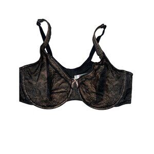 Cacique Black Lace Underwire Bra 46D Modern Lace Style Nylon Blend Womens Plus S